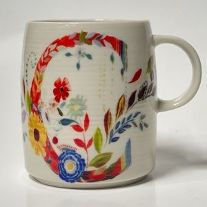Anthropologie Starla Halfmann Floral Monogram Mug- Initial C- Petal Palette